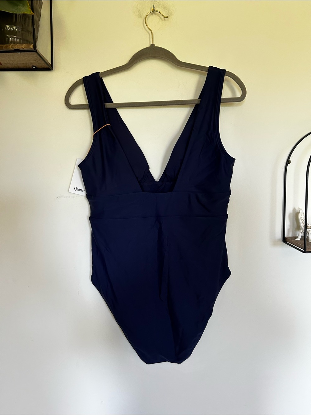 NWT Quince Deep Navy Italian Plunge One-Piece Swimsuit Size XL - Picture 3 of 5